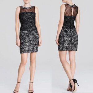 Anthropologie NWT Bailey 44 Large Sleeveless Dress Jackie Mini Black White Tweed